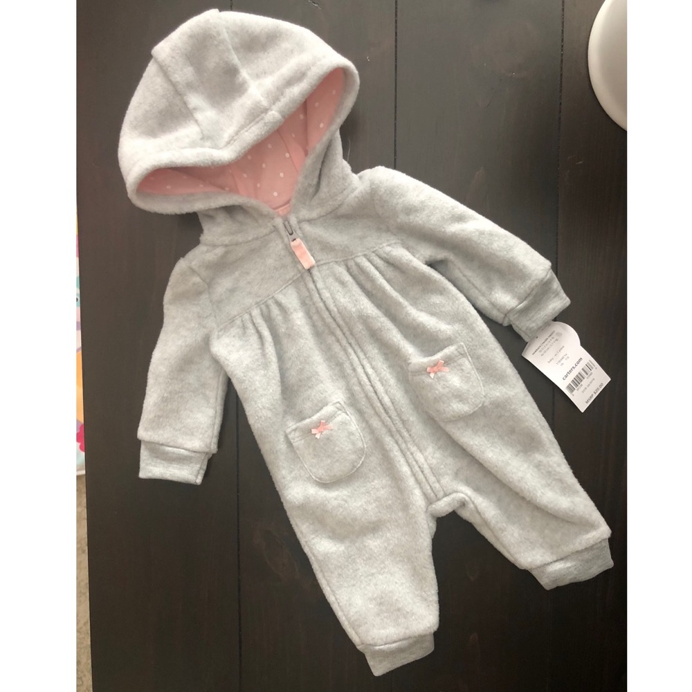 *NWT* Carters hooded fleece jumpsuit NB